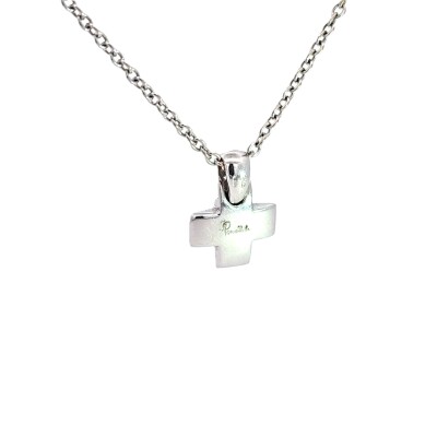 Chaine et pendentif croix en or blanc sertie de diamants