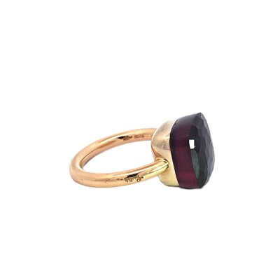 Bague Nudo Maxi or rose et or blanc grenat rhodolite