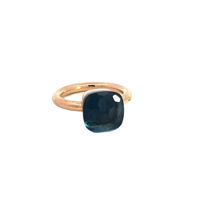 Bague Nudo Classique or rose et or blanc topaze blue london