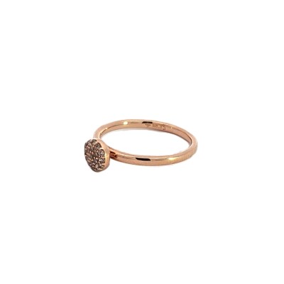 Bague or rose petite pavé rond diamants bruns