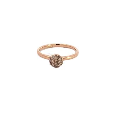 Bague or rose petite pavé rond diamants bruns