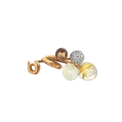 Pendentif Lotus Pierre de Lune, Quartz Rutile, citrine et diamants