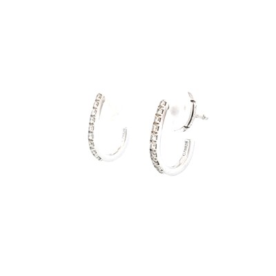 Boucles d'oreilles créoles Gatsby en or blanc et diamants