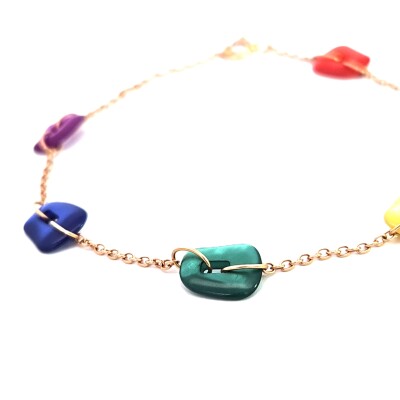 Bracelet Mini Puzzle Or Rose Nacre Multicolor