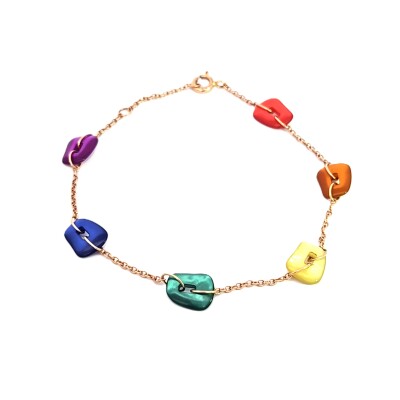 Bracelet Mini Puzzle Or Rose Nacre Multicolor