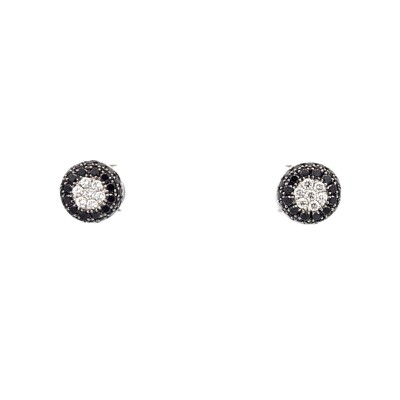 Boucles d'oreilles Or blanc Diamants blancs et diamants noirs