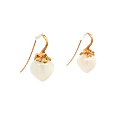 Boucles d'oreilles Dew Drops Or jaune Pierre de Lune Blanche