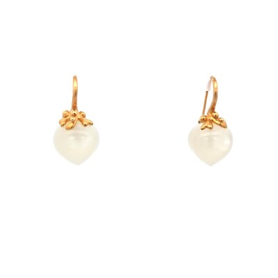 Boucles d'oreilles Dew Drops Or jaune Pierre de Lune Blanche