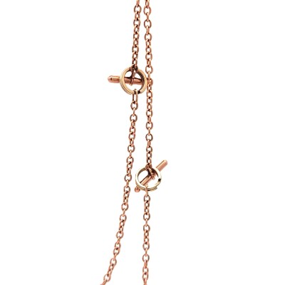 Collier Double Chaînettes Or rose Anneaux Brisés