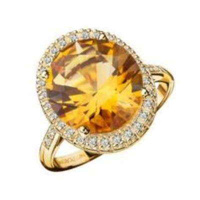 Bague Mauboussin "Vraiment toi" Or jaune, Citrine 4.1 ct, Diamants 0.17 ct