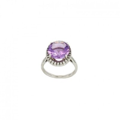 Bague Mauboussin "Vraiment toi", Or blanc, Améthyste 4.2 ct, Diamants 0.16 ct, Taille 52