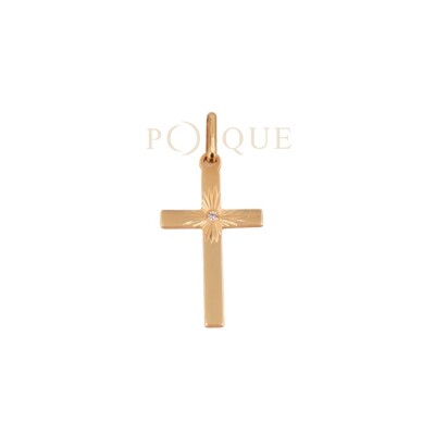 Pendentif Croix en or jaune avec diamant