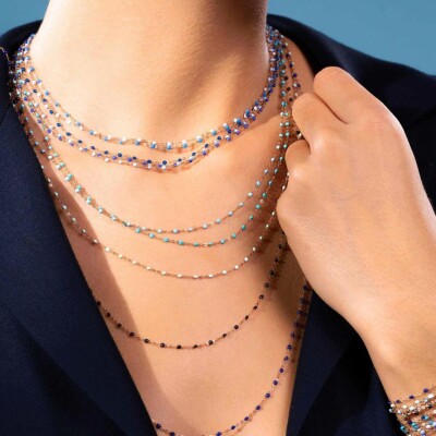 Collier Gigi Clozeau Classique en or jaune et résine bleuet, 42cm