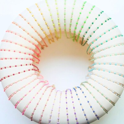 Collier Gigi Clozeau Classique en or rose et résine bleu layette, 42cm