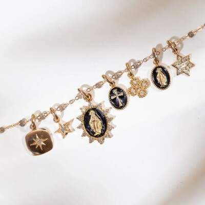 Collier Gigi Clozeau Classique en or rose et résine noire, 42cm