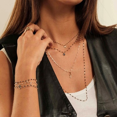 Collier Gigi Clozeau Classique en or rose et résine noire, 45cm