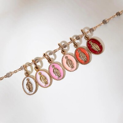 Collier Gigi Clozeau Classique en or rose et résine rouge coquelicot, 42cm