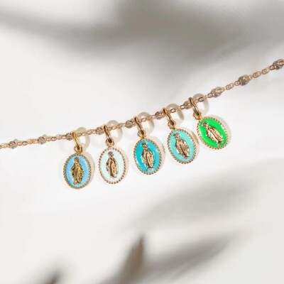 Collier Gigi Clozeau Classique en or rose et résine turquoise vert, 42cm