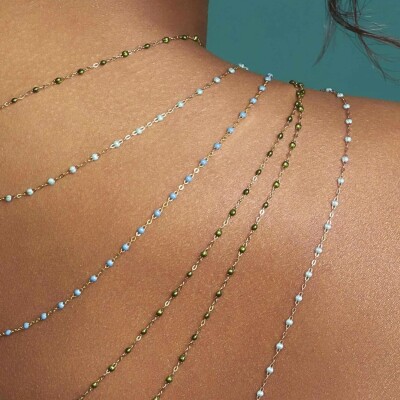 Collier Gigi Clozeau Classique en or rose et résine scarabée, 42cm