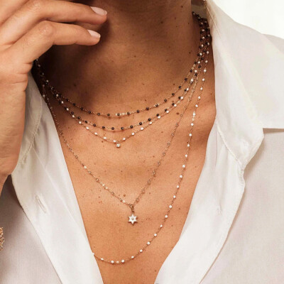 Collier Gigi Clozeau Classique en or rose et résine quartz, 42cm