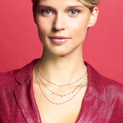 Collier Gigi Clozeau Classique en or rose et résine quartz, 42cm