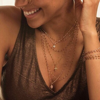 Collier Gigi Clozeau Classique en or rose et résine fauve, 60cm