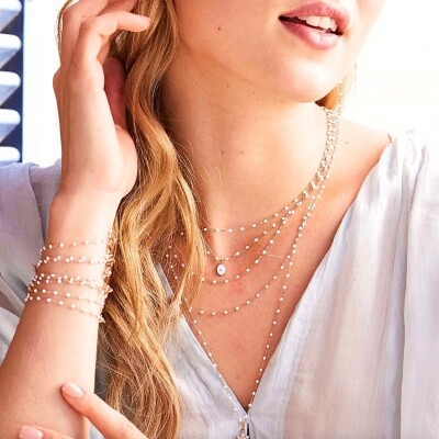 Collier Gigi Clozeau Classique en or rose et résine blanche, 60cm