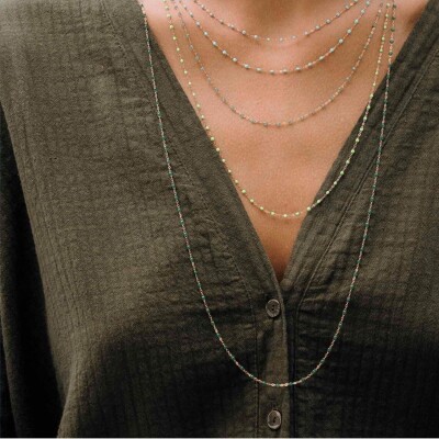 Collier Gigi Clozeau Classique en or rose et résine jade, 42cm