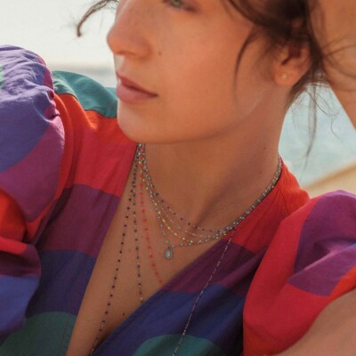 Collier Gigi Clozeau Classique en or rose et résine turquoise, 50cm