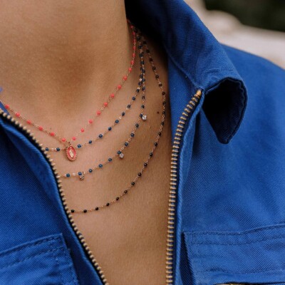 Collier Gigi Clozeau Classique en or rose et résine bleu nuit, 45cm