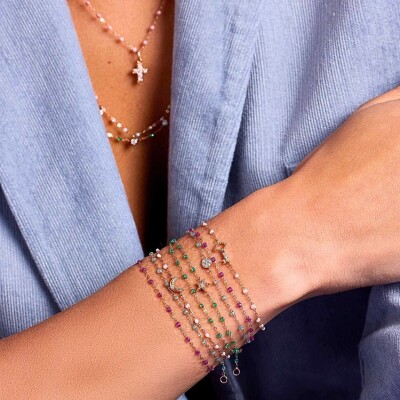 Bracelet Gigi Clozeau Clé en or rose, résine noir et diamants, taille 17cm