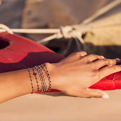 Bracelet Gigi Clozeau Classique en or blanc et résine bleu nuit, 19cm
