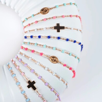 Bracelet Gigi Clozeau Classique en or rose et résine blanche, 15cm