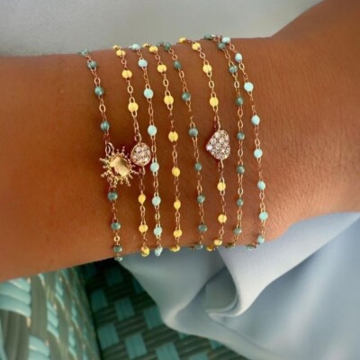 Bracelet Gigi Clozeau Classique en or rose et résine jaune fluo, 17cm