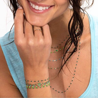 Bracelet Gigi Clozeau Classique en or rose et résine vert émeraude, 17cm