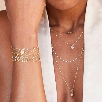 Bracelet Gigi Clozeau Classique en or rose et résine opale, taille 19cm