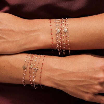 Bracelet Gigi Clozeau Madone en or rose, résine noire, taille 17cm