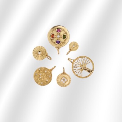 Médaille Mely Arbre de vie en or jaune 750 millièmes et diamant