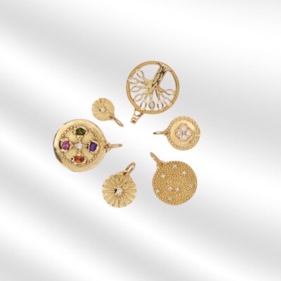 Médaille Mely Constellation en or jaune 750 millièmes et diamants, 18 mm