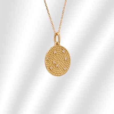 Médaille Mely Constellation en or jaune 750 millièmes et diamants, 18 mm