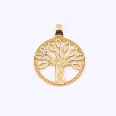 Médaille Mely Arbre de vie en or jaune 750 millièmes et diamant