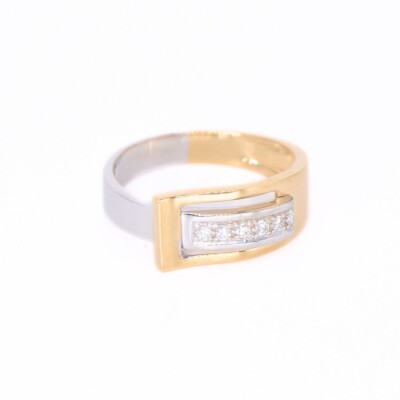 Bague Clozeau déferlante en or jaune, or blanc 18 carats et diamants