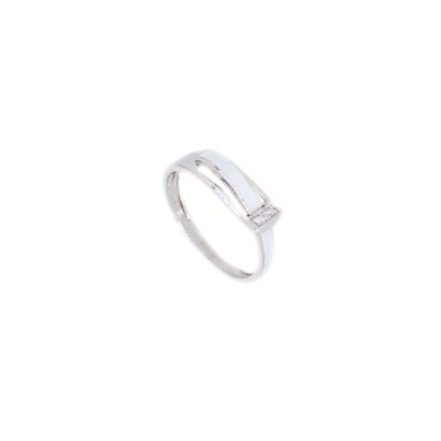 Bague Clozeau Déferlante en or blanc 18 carats, résine blanche et diamants