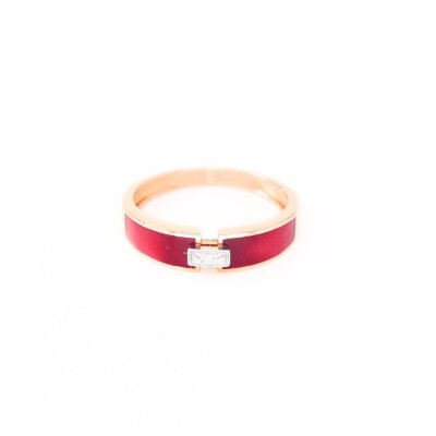 Bague Clozeau Hélèna en or rose, résine rouge et diamant