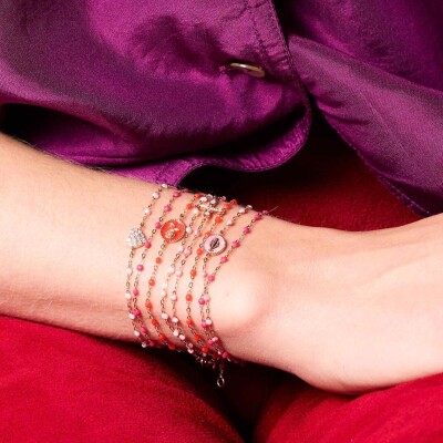 Bracelet Gigi Clozeau Classique en or rose et résine rose bébé, 17cm