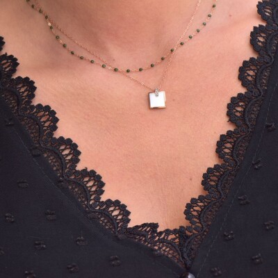 Collier Clozeau HÉLÈNA en or rose, résine blanche et diamant