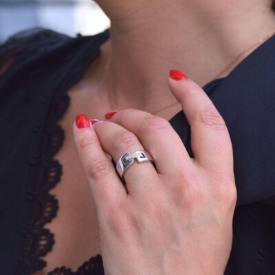 Bague Clozeau en or blanc 18 carats et diamants