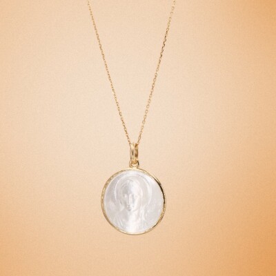 Médaille Vierge AMABILIS Collection Lumière BECKER, or jaune et nacre