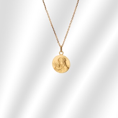 Médaille sainte vierge massive en or jaune, 18mm