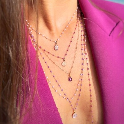 Pendentif Gigi Clozeau Trèfle Lumière en or rose et diamant